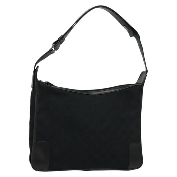 GUCCI GG Canvas Shoulder Bag Black Silver 001 001 - Picture 1 of 16